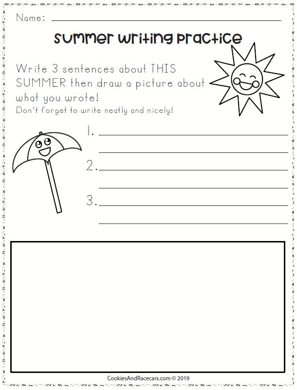 summer writing practice for kindergarten